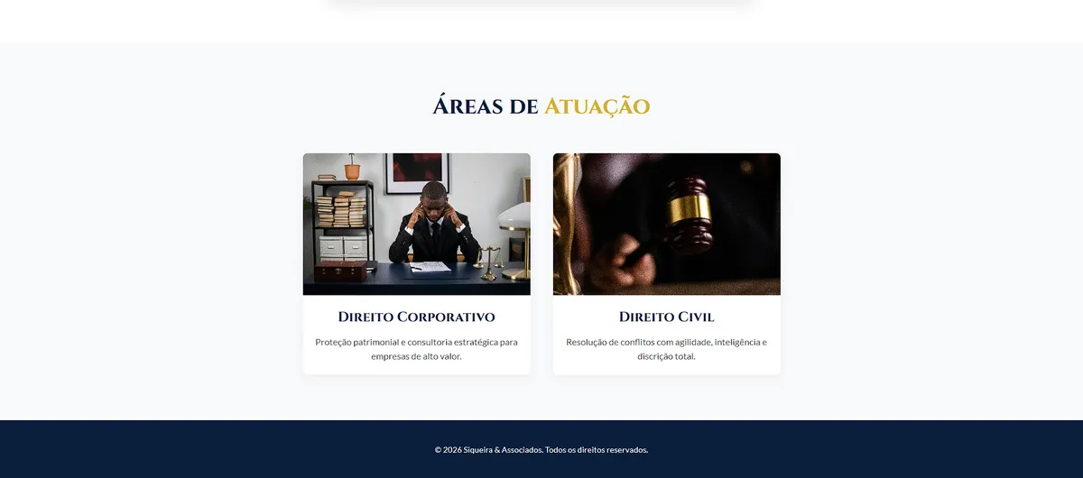 Print da seção de serviços Siqueira & Associados